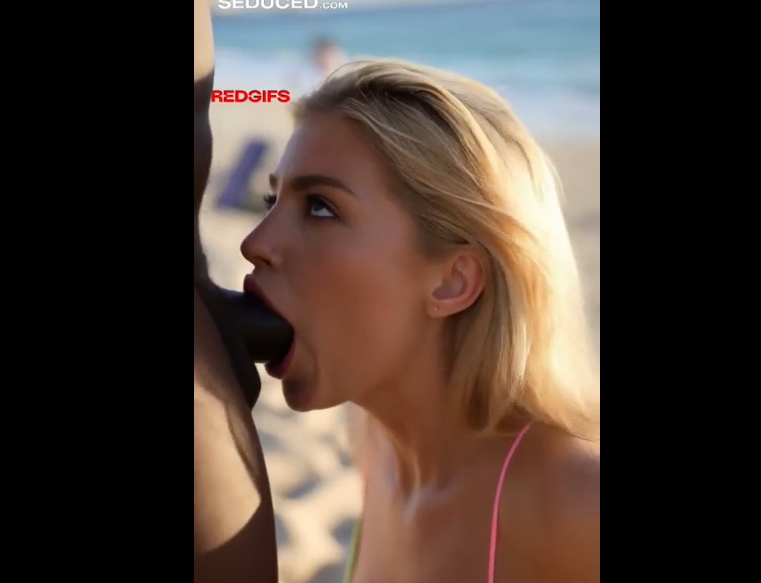Blonde cocksucker on the beach